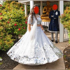 Silver Mirrorwork Lehenga